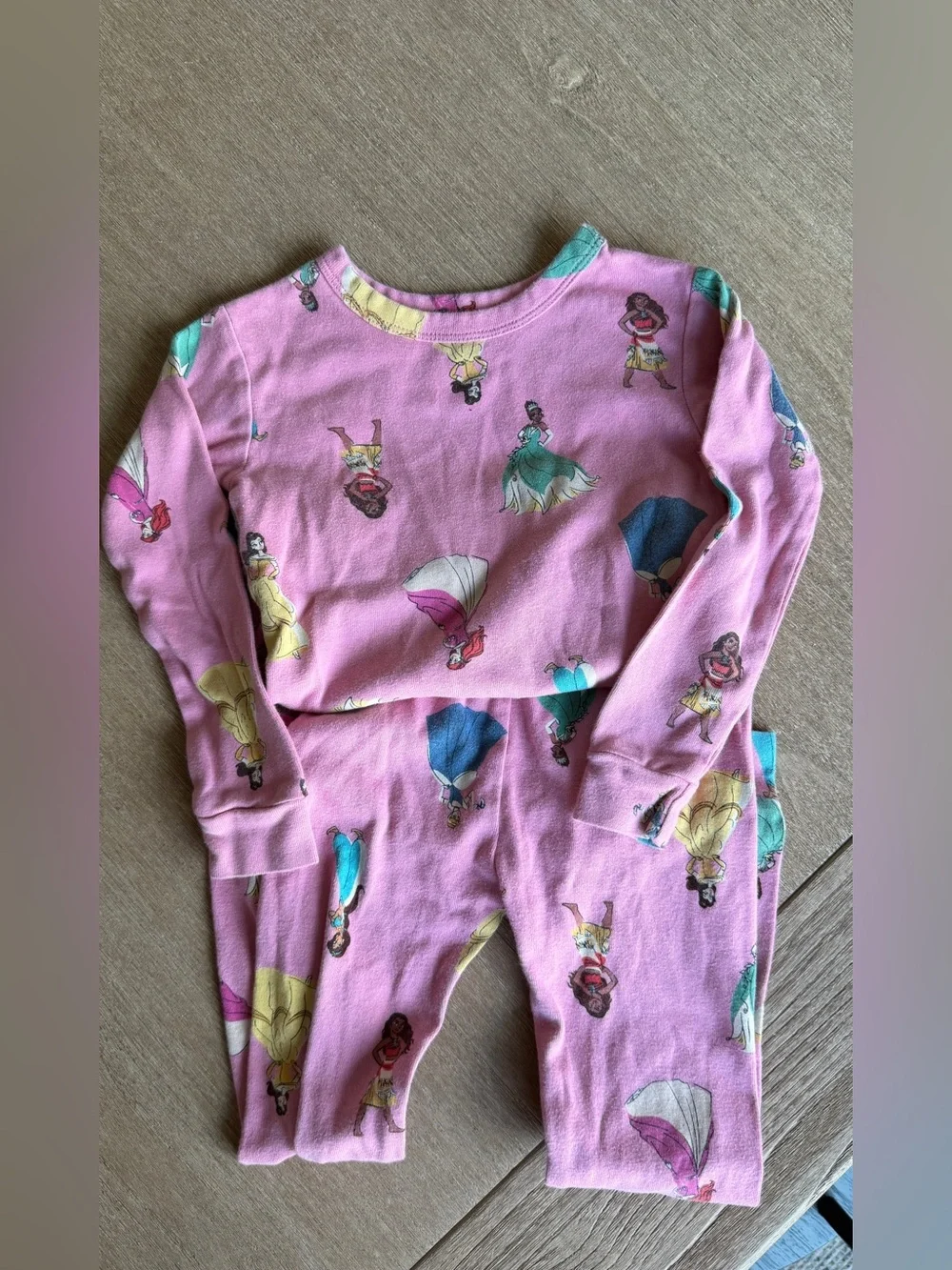 Baby Gap X Disney Princess Ling Sleeved Toddler Girl Pink Pajama Set 4T